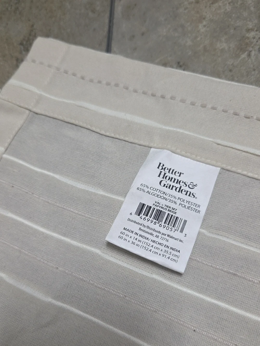 Better Homes And Gardens Neutral Cream Striped Curtain Panel Topper